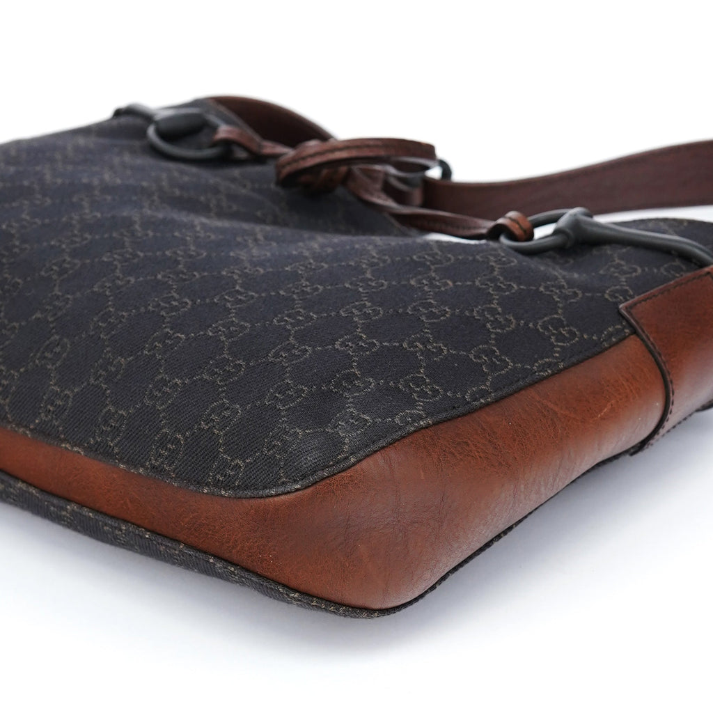 101975 Brown GG Horsebit Shoulder Bag