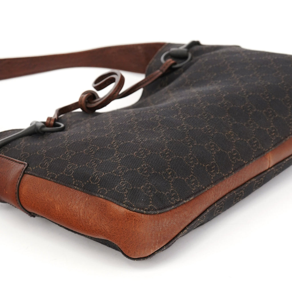 101975 Brown GG Horsebit Shoulder Bag