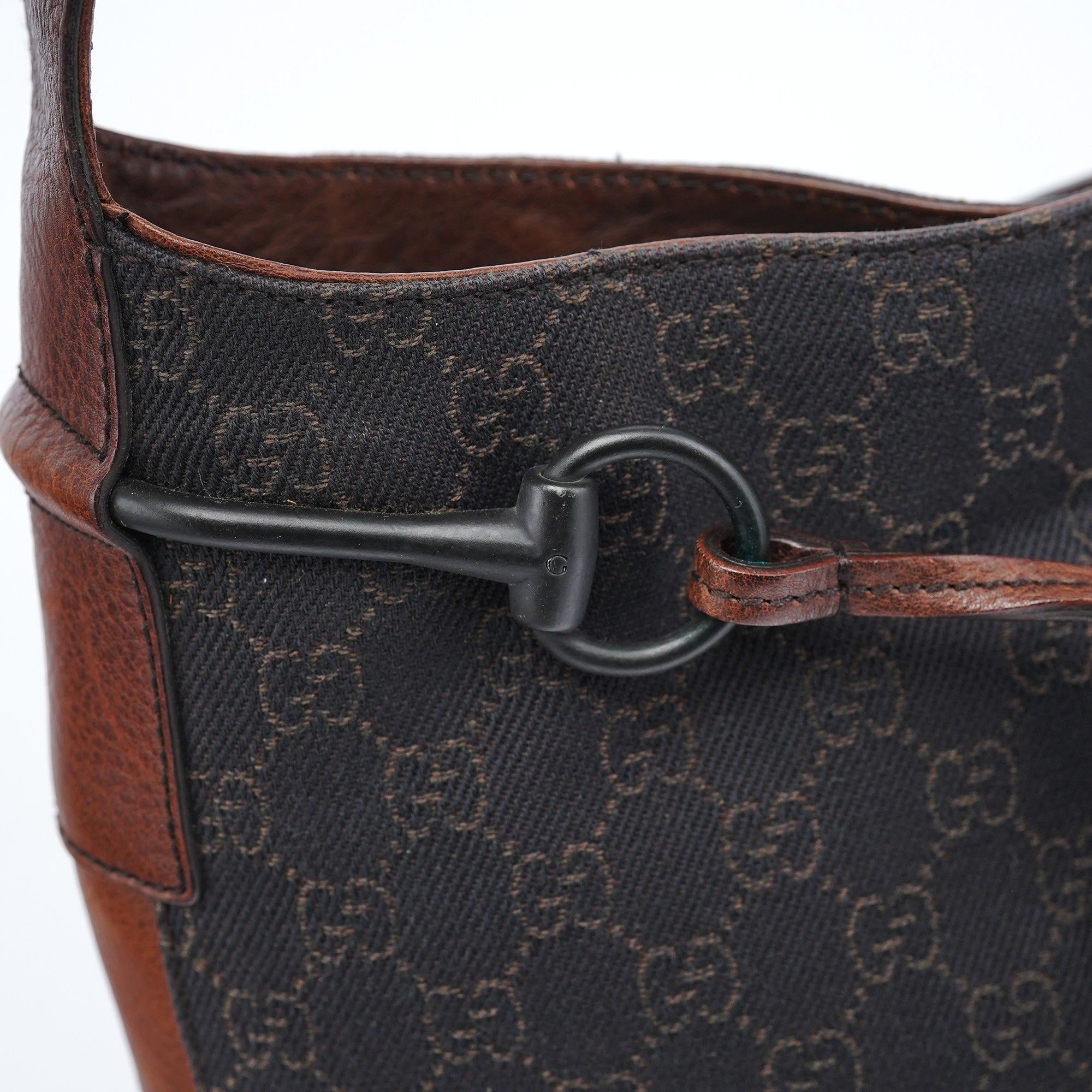 101975 Brown GG Horsebit Shoulder Bag