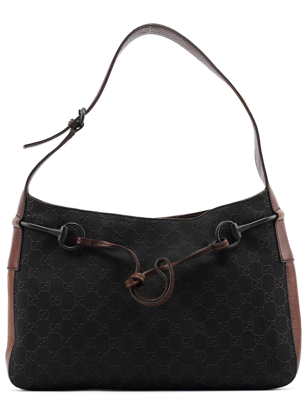 101975 Brown GG Horsebit Shoulder Bag
