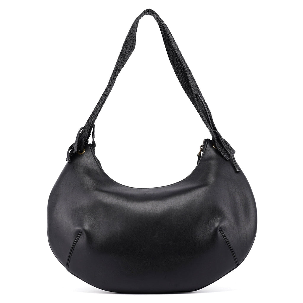 106292 Black Calfskin Hobo Shoulder Bag