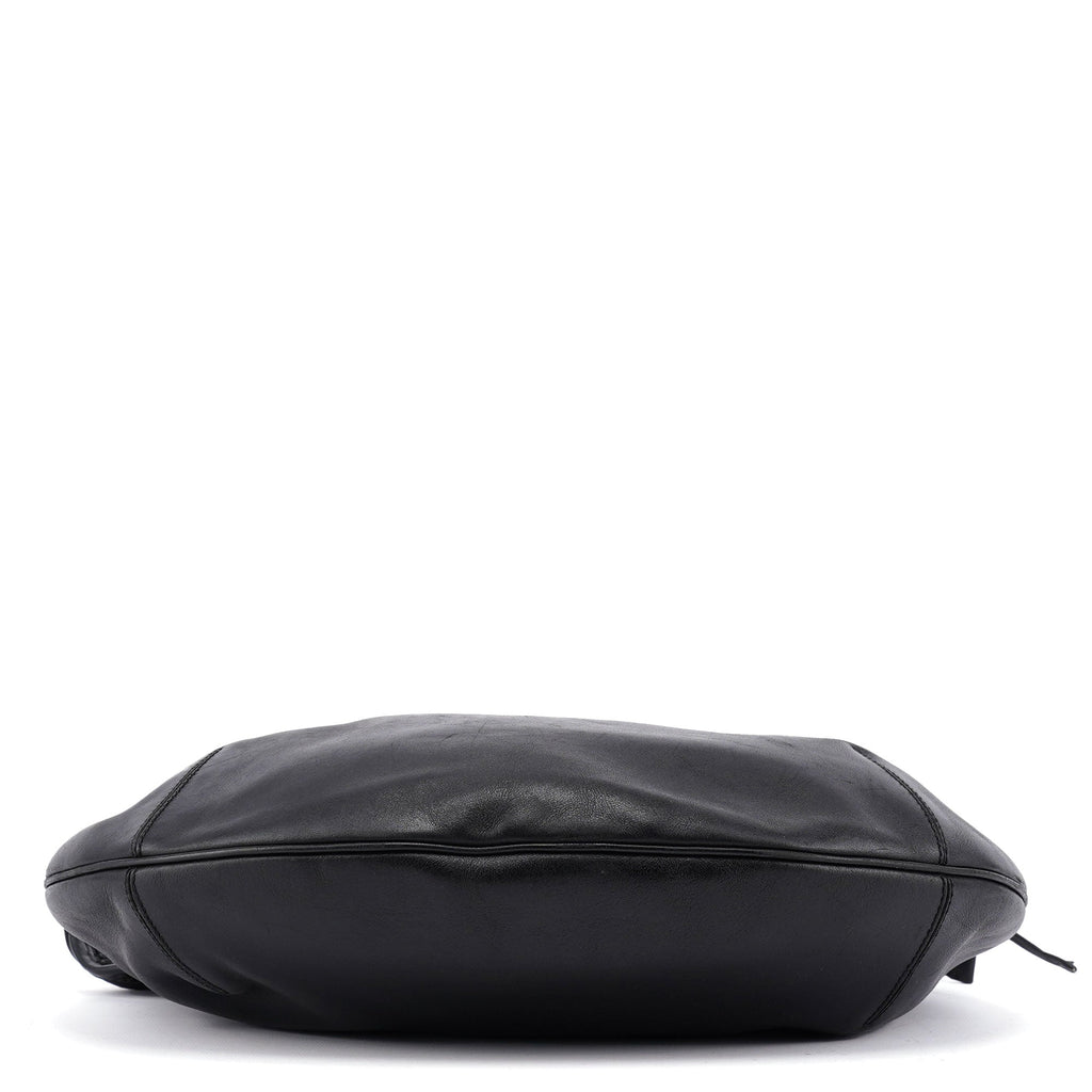106292 Black Calfskin Hobo Shoulder Bag
