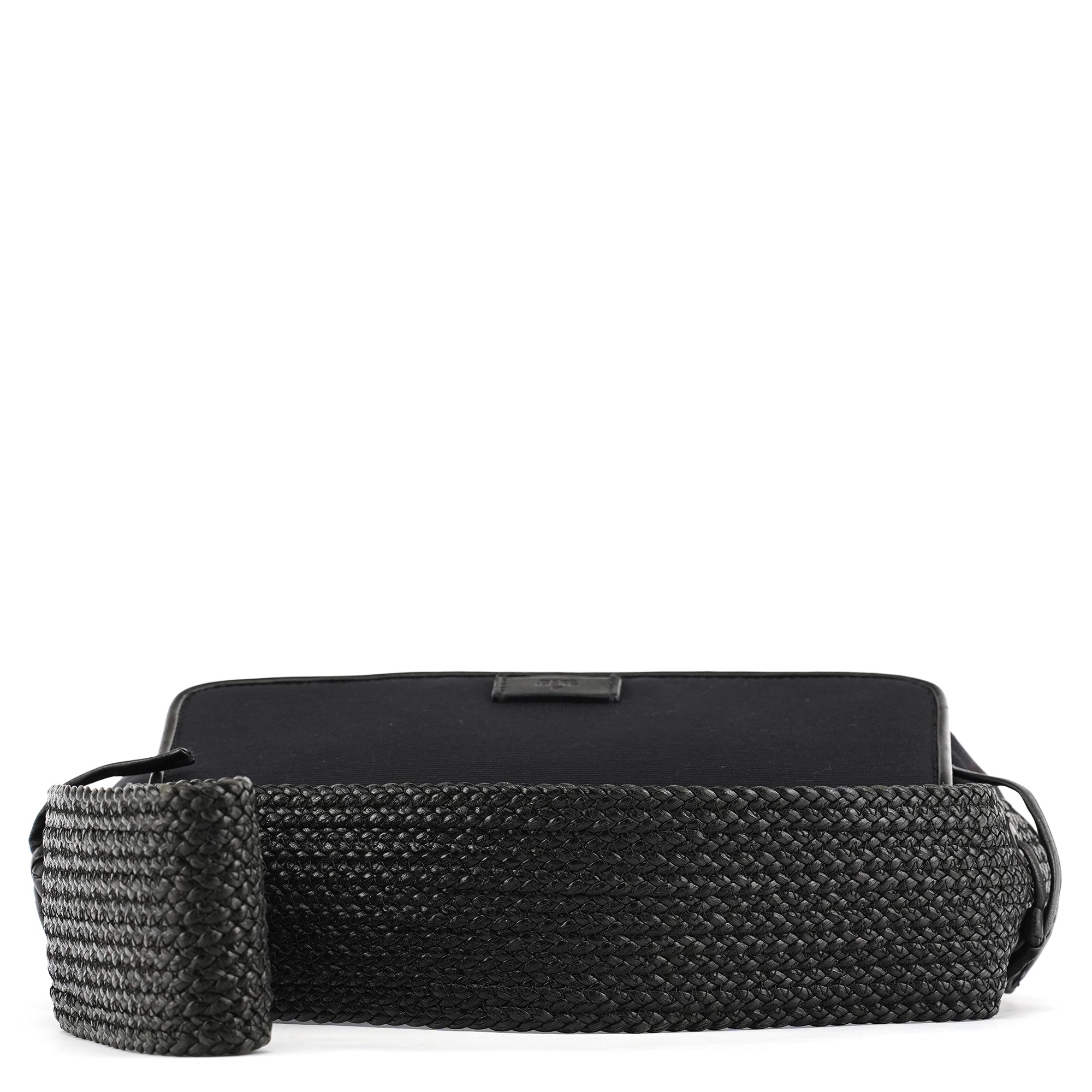 106295 Black Leather Nylon Shoulder Bag