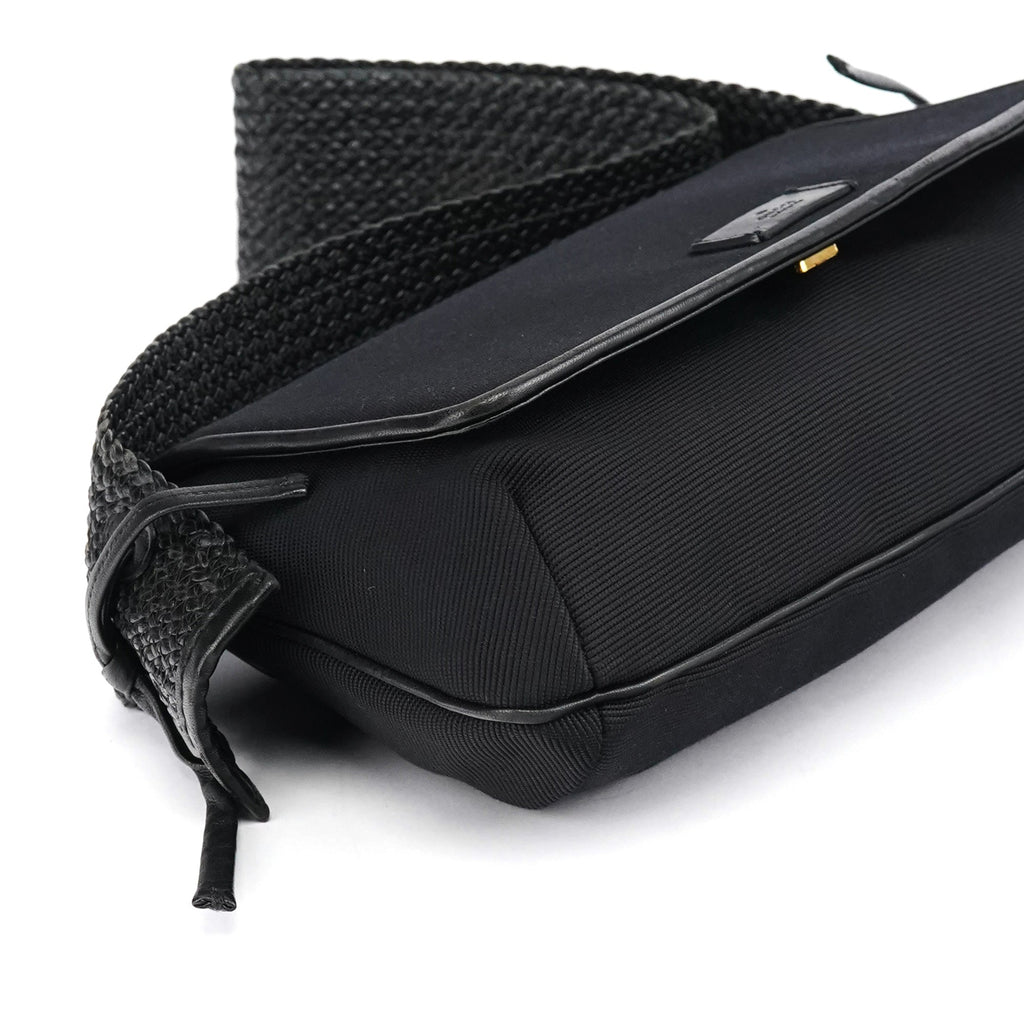 106295 Black Leather Nylon Shoulder Bag