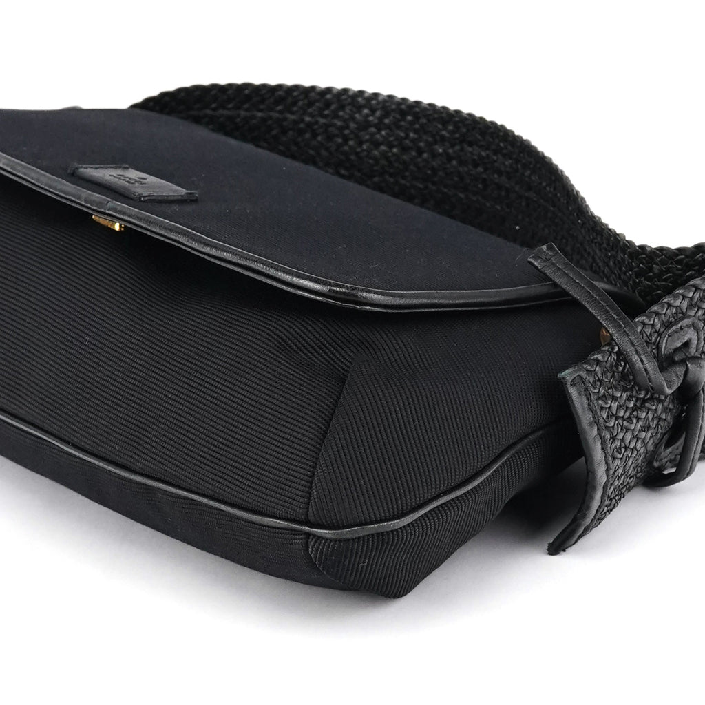 106295 Black Leather Nylon Shoulder Bag