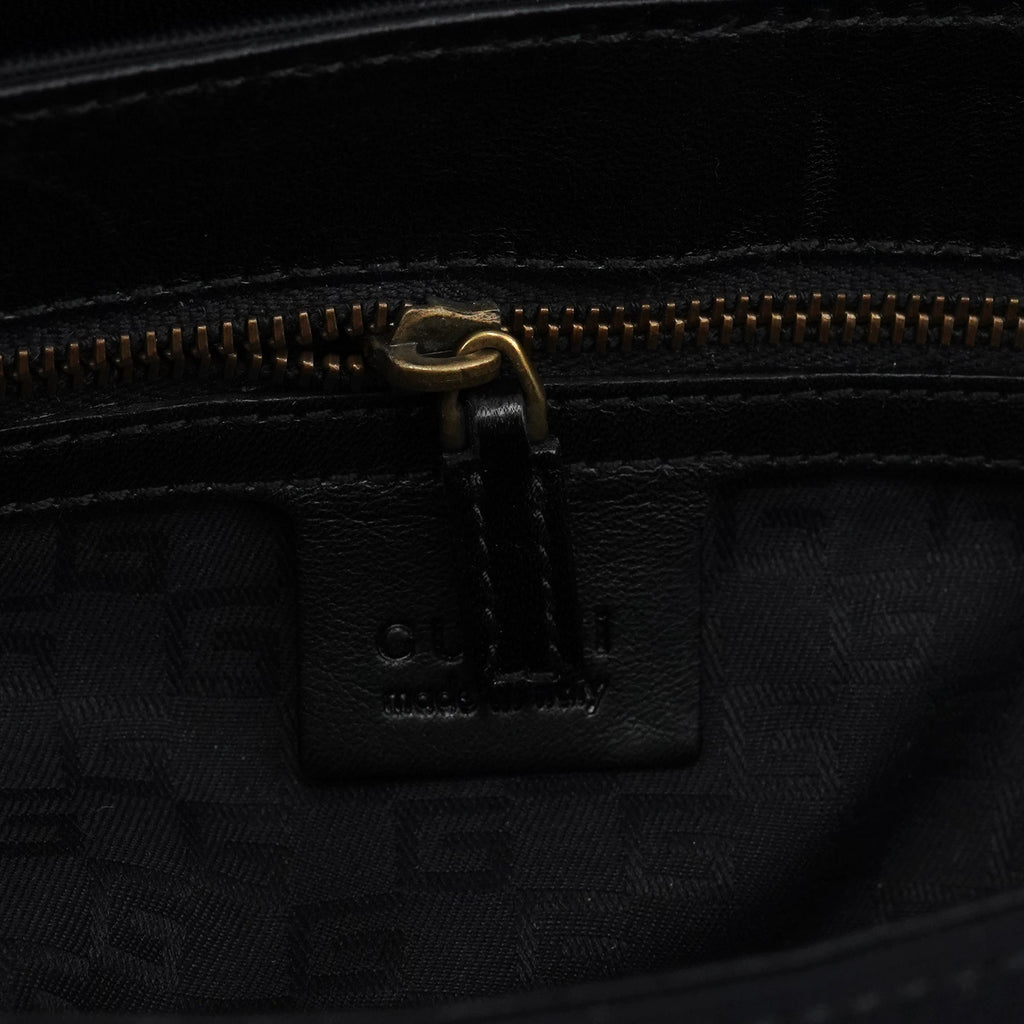 106295 Black Leather Nylon Shoulder Bag