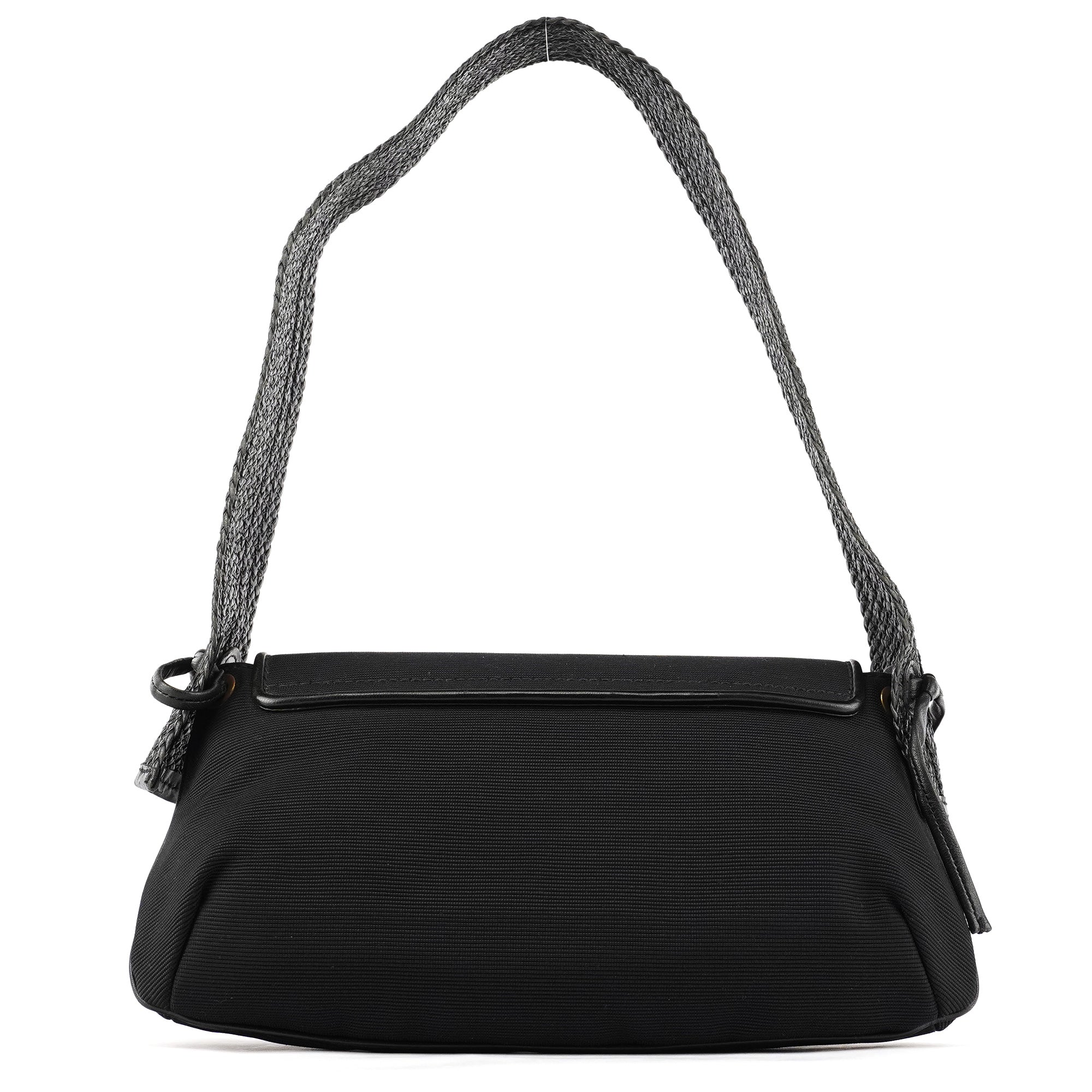 106295 Black Leather Nylon Shoulder Bag