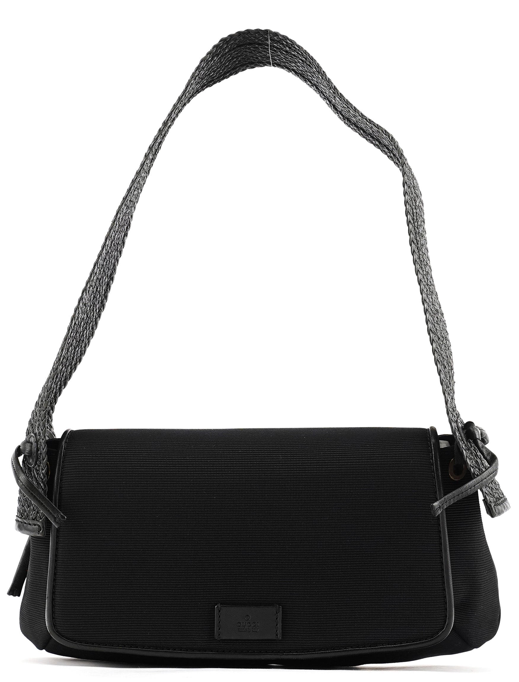 106295 Black Leather Nylon Shoulder Bag