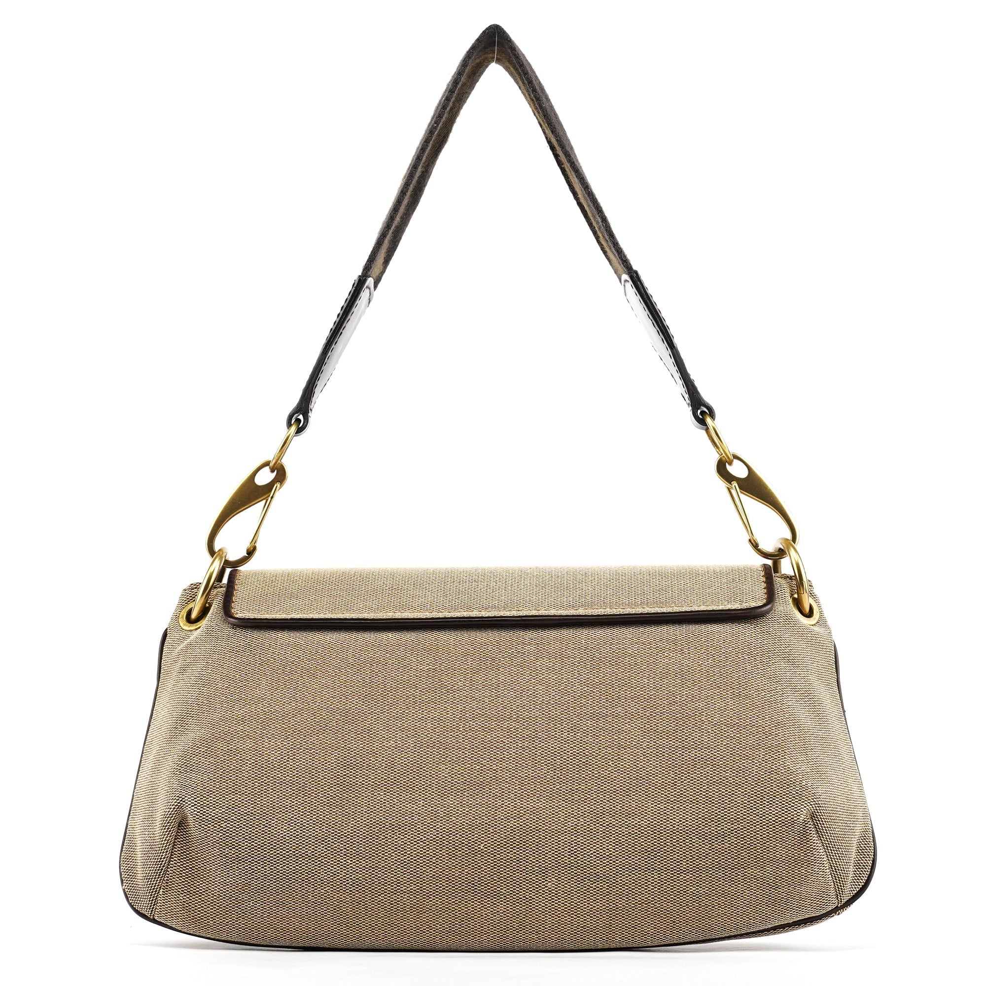 106671 Beige Brown Canvas Shoulder Bag