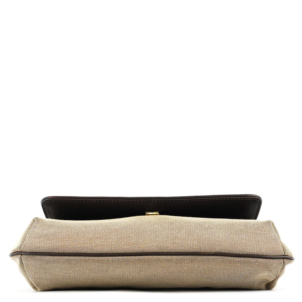 106671 Beige Brown Canvas Shoulder Bag