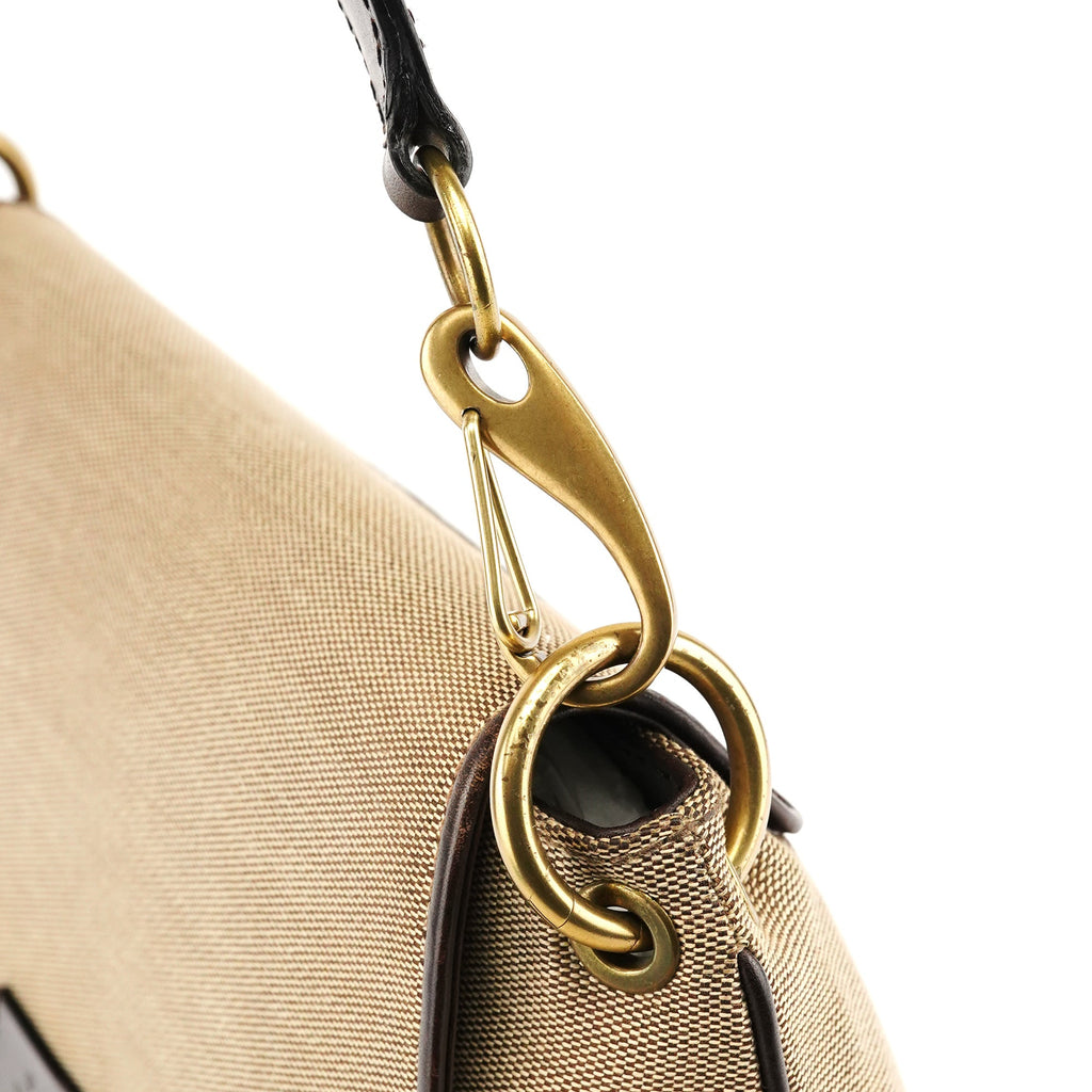 106671 Beige Brown Canvas Shoulder Bag