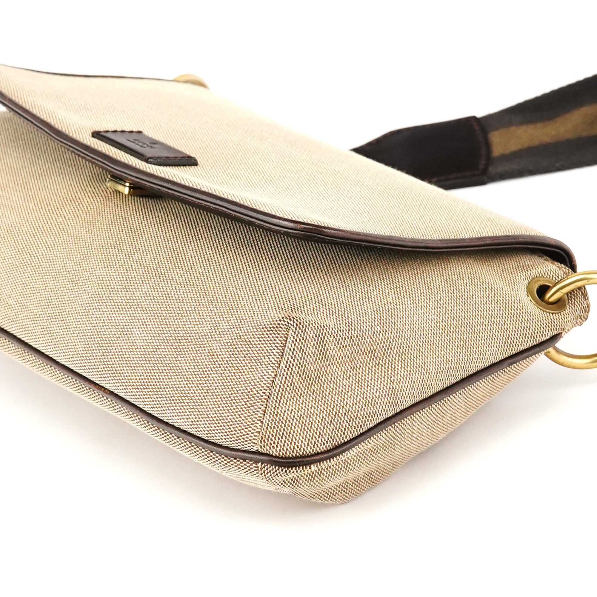 106671 Beige Brown Canvas Shoulder Bag