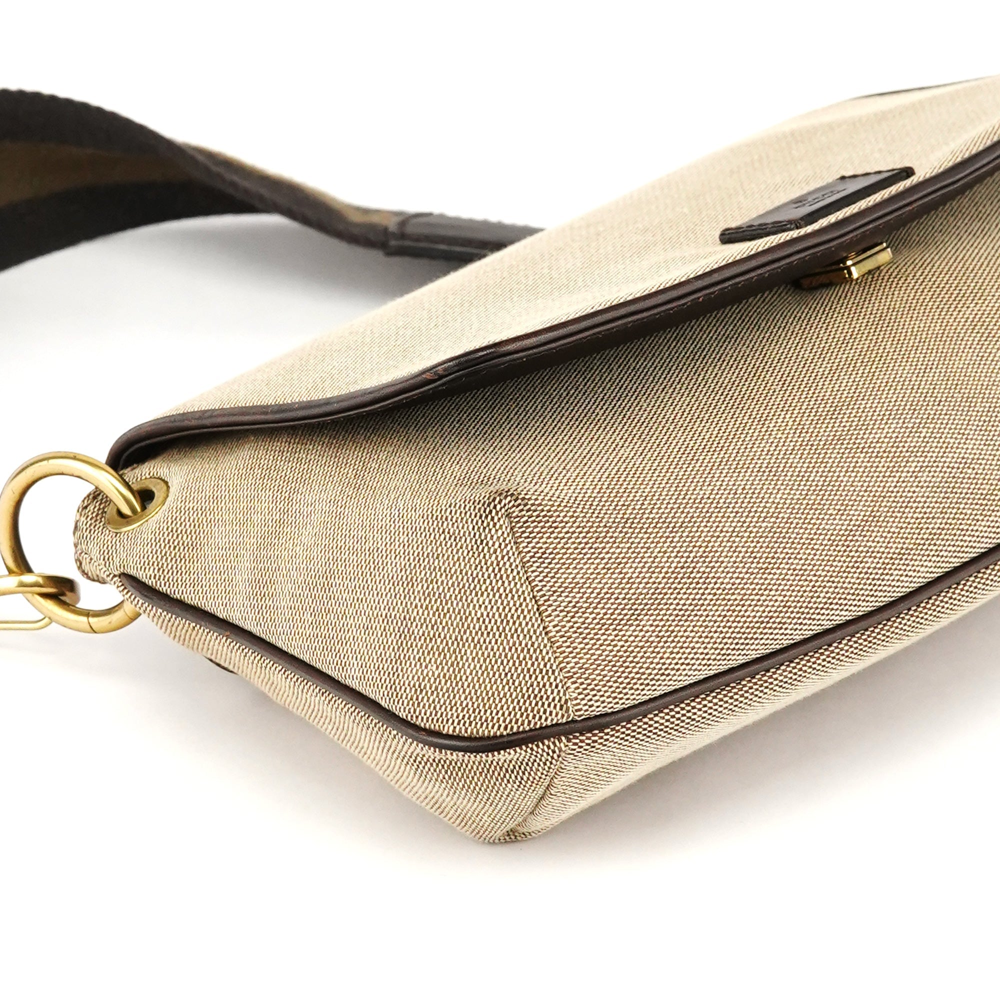 106671 Beige Brown Canvas Shoulder Bag