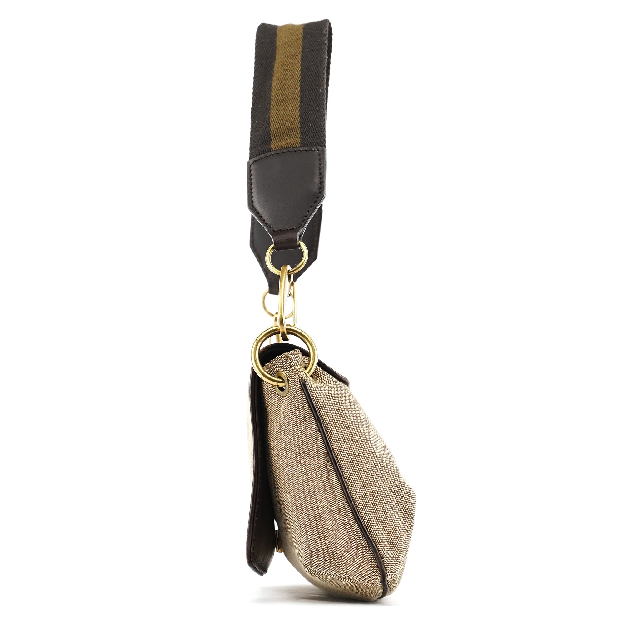 106671 Beige Brown Canvas Shoulder Bag