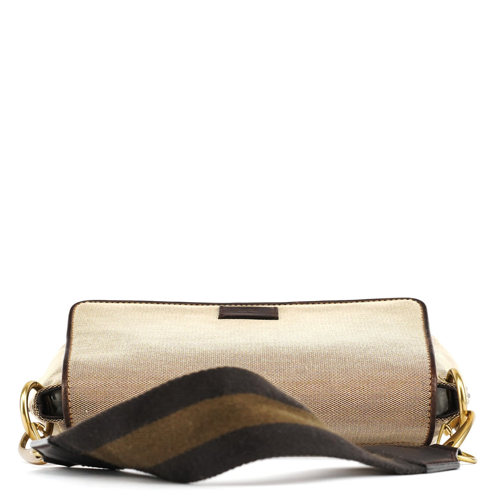 106671 Beige Brown Canvas Shoulder Bag