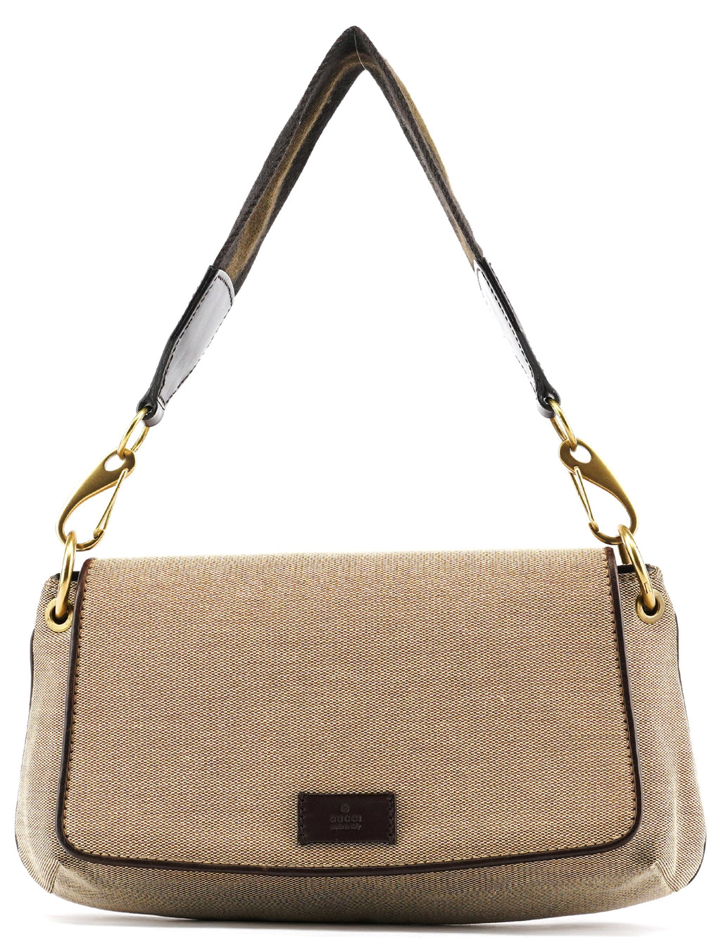 106671 Beige Brown Canvas Shoulder Bag