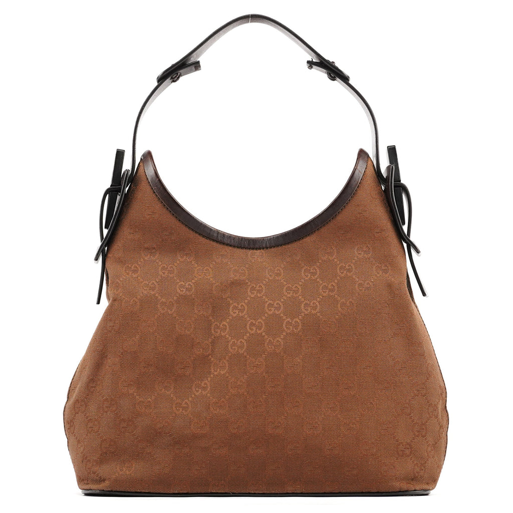 107752 Brown GG Canvas Leather Tote Bag