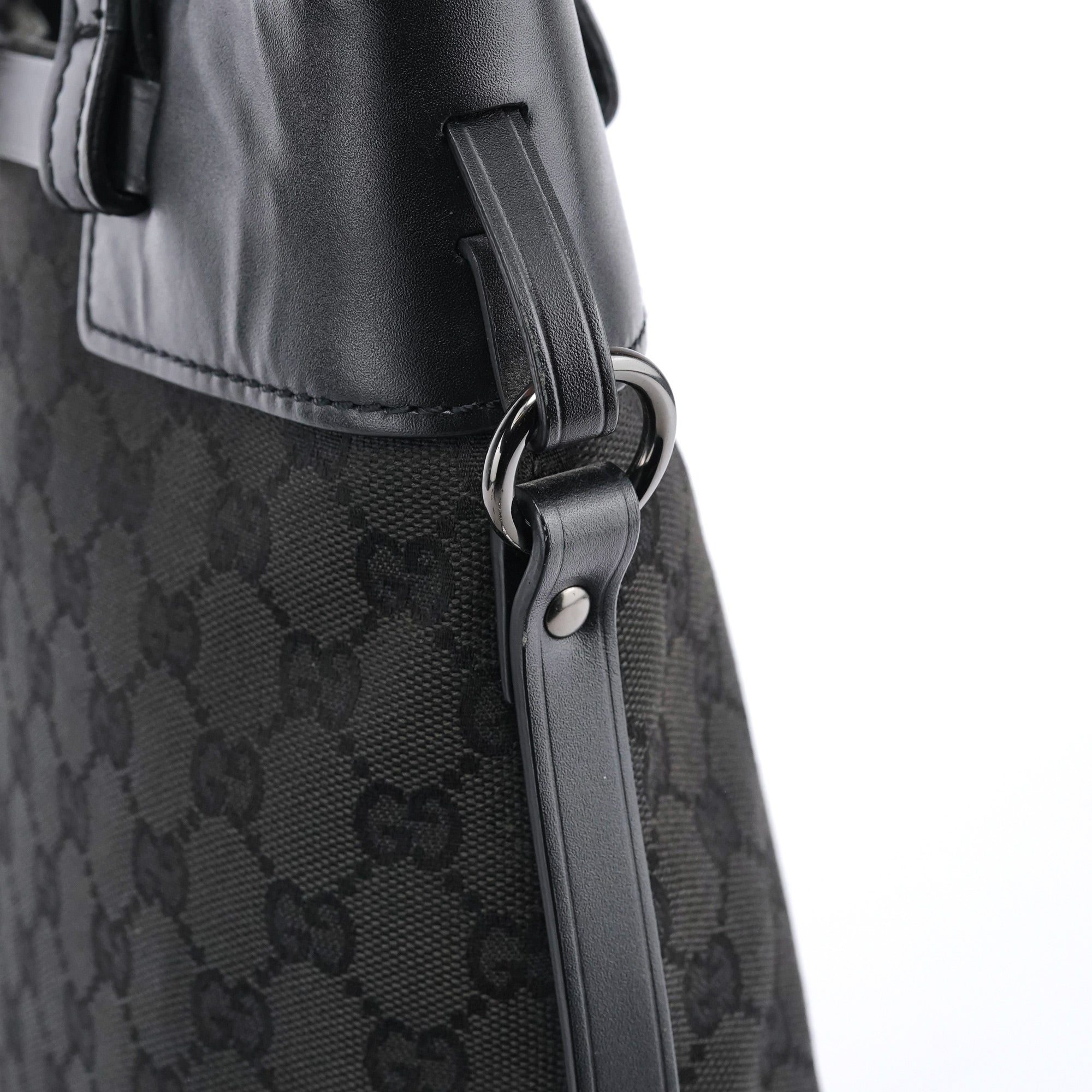 107757 Black GG Leather Tote Bag