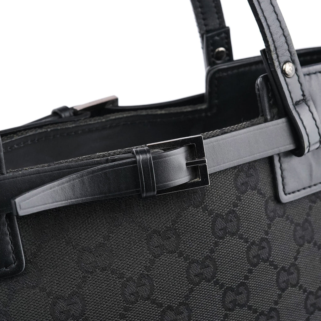 107757 Black GG Leather Tote Bag