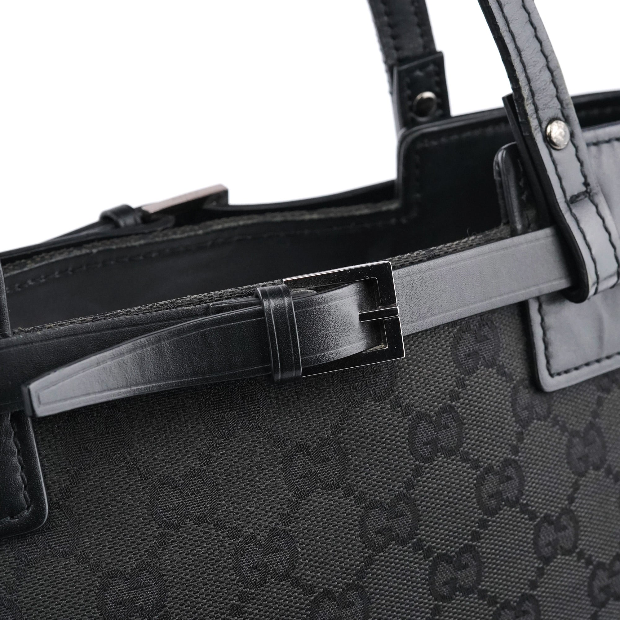 107757 Black GG Leather Tote Bag