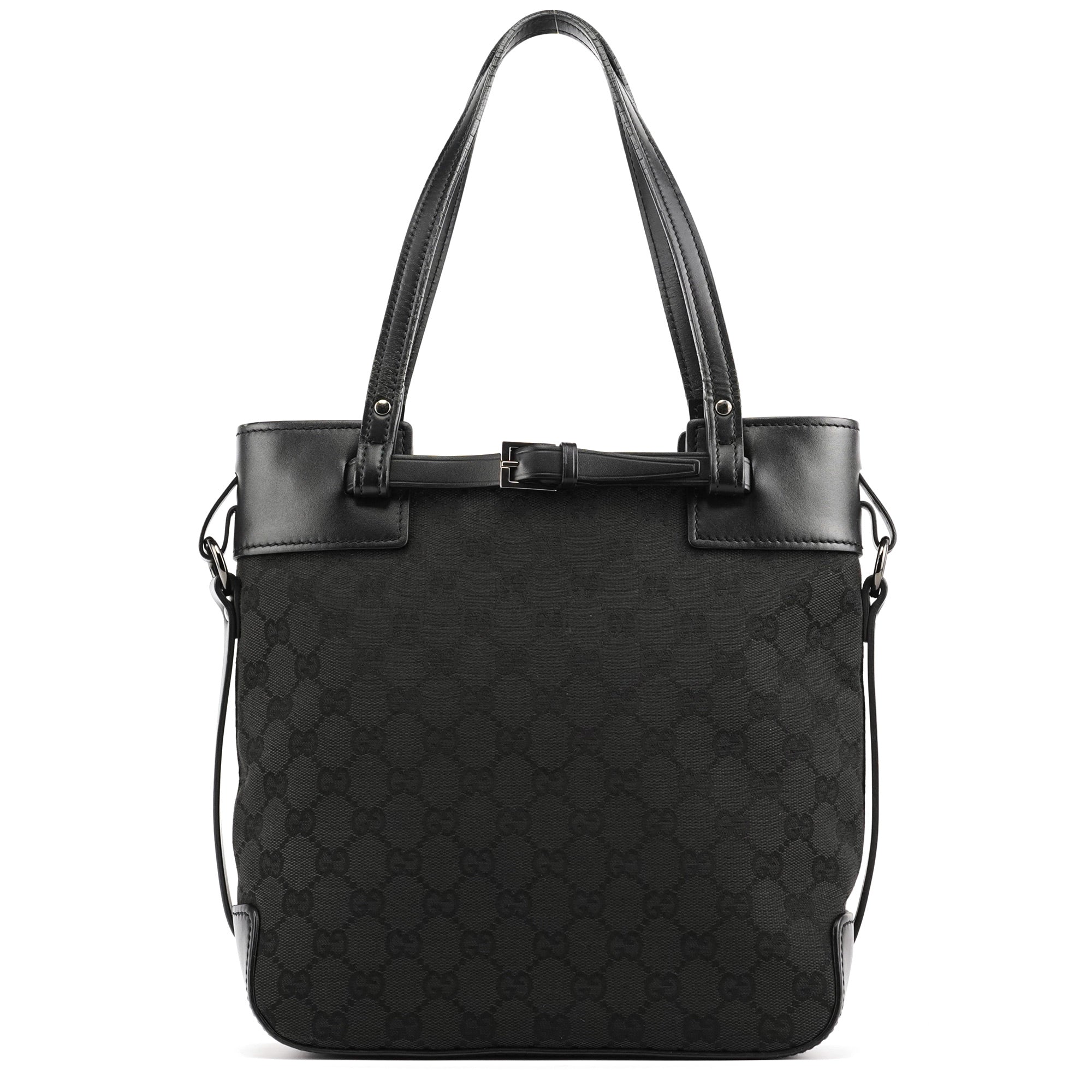 107757 Black GG Leather Tote Bag