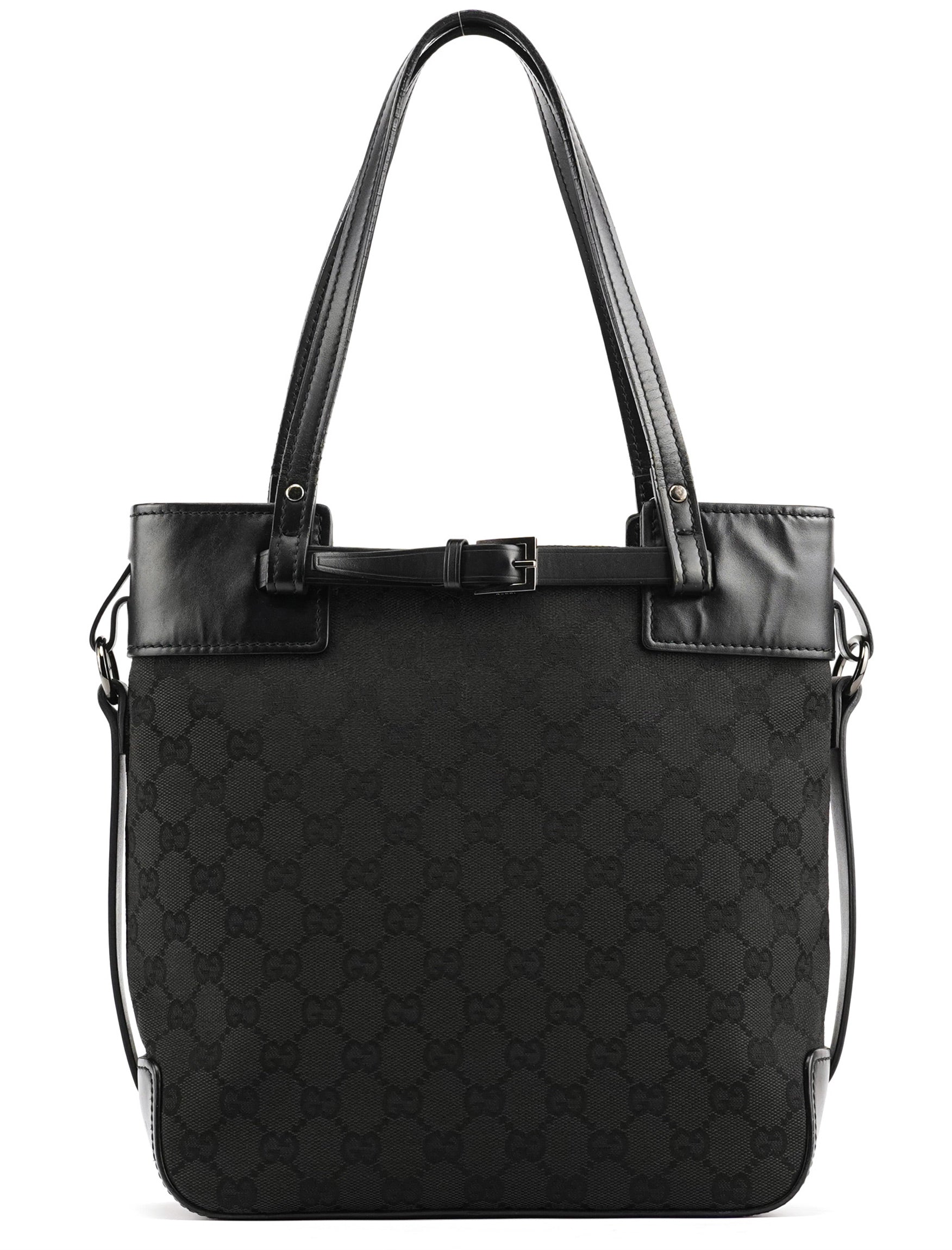 107757 Black GG Leather Tote Bag
