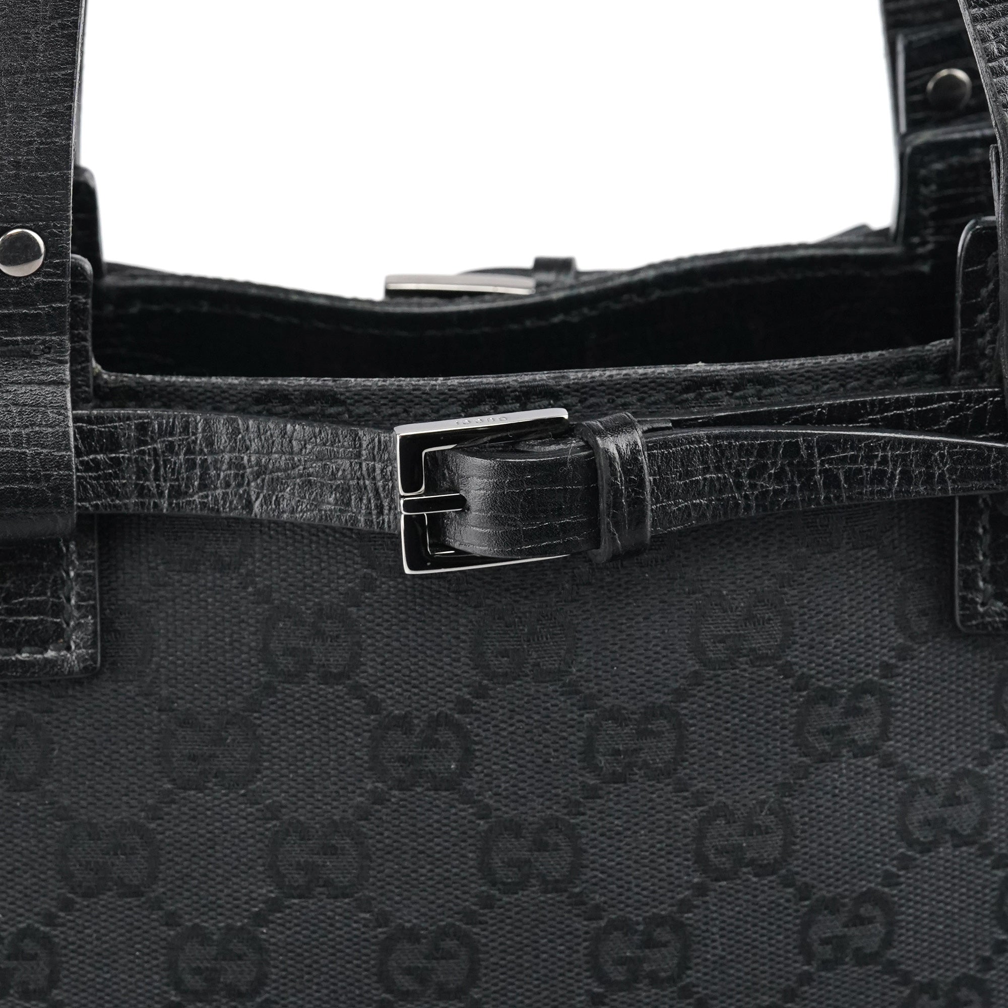 107757 Black GG Leather Tote Bag