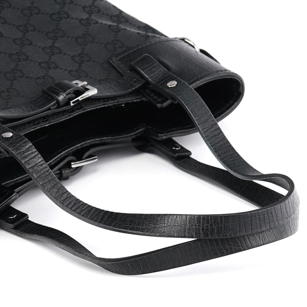 107757 Black GG Leather Tote Bag