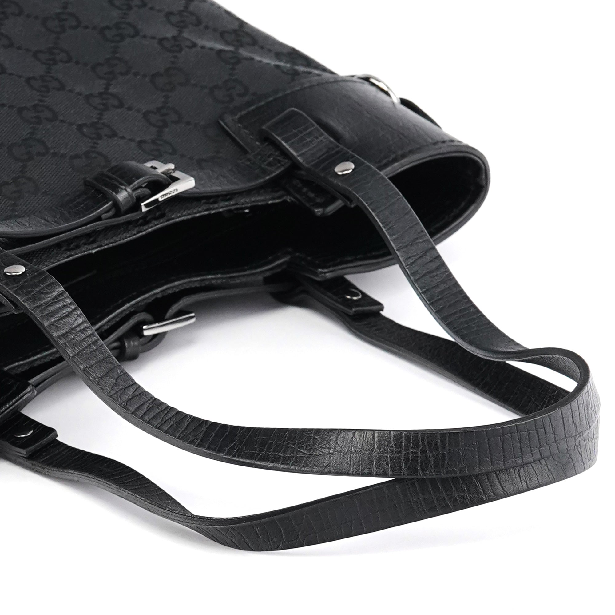 107757 Black GG Leather Tote Bag