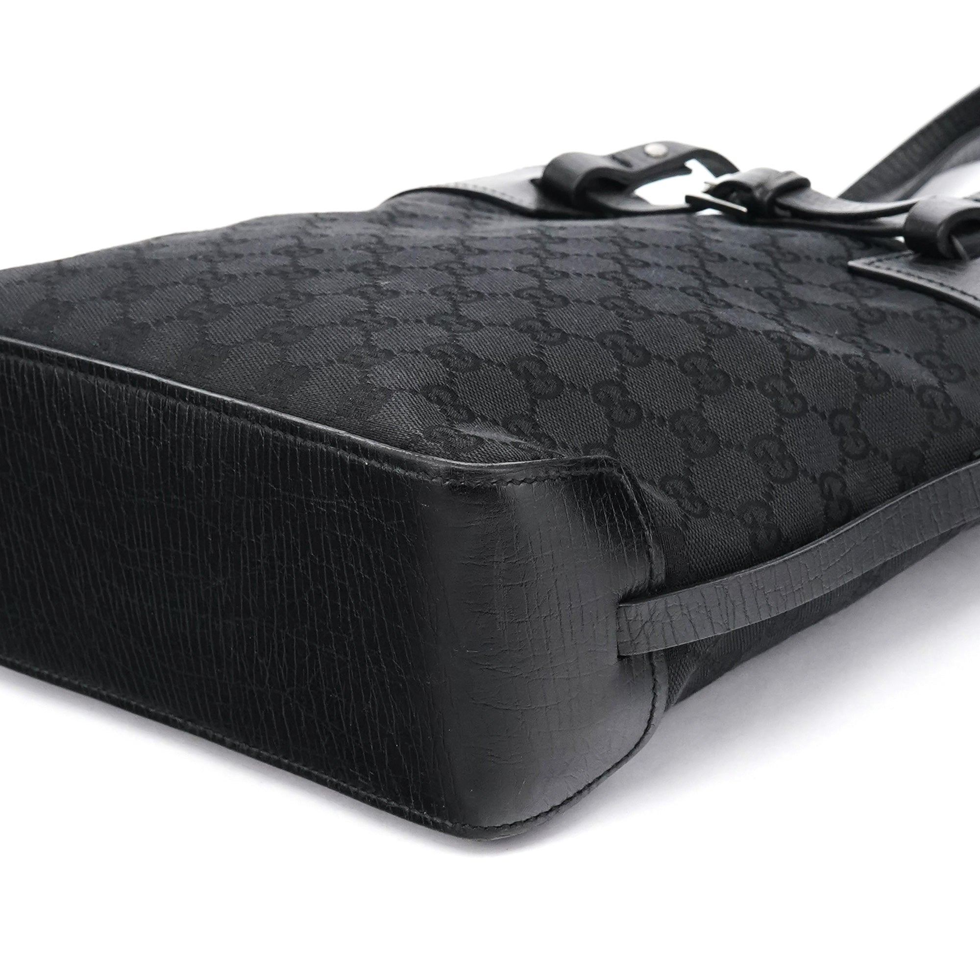 107757 Black GG Leather Tote Bag