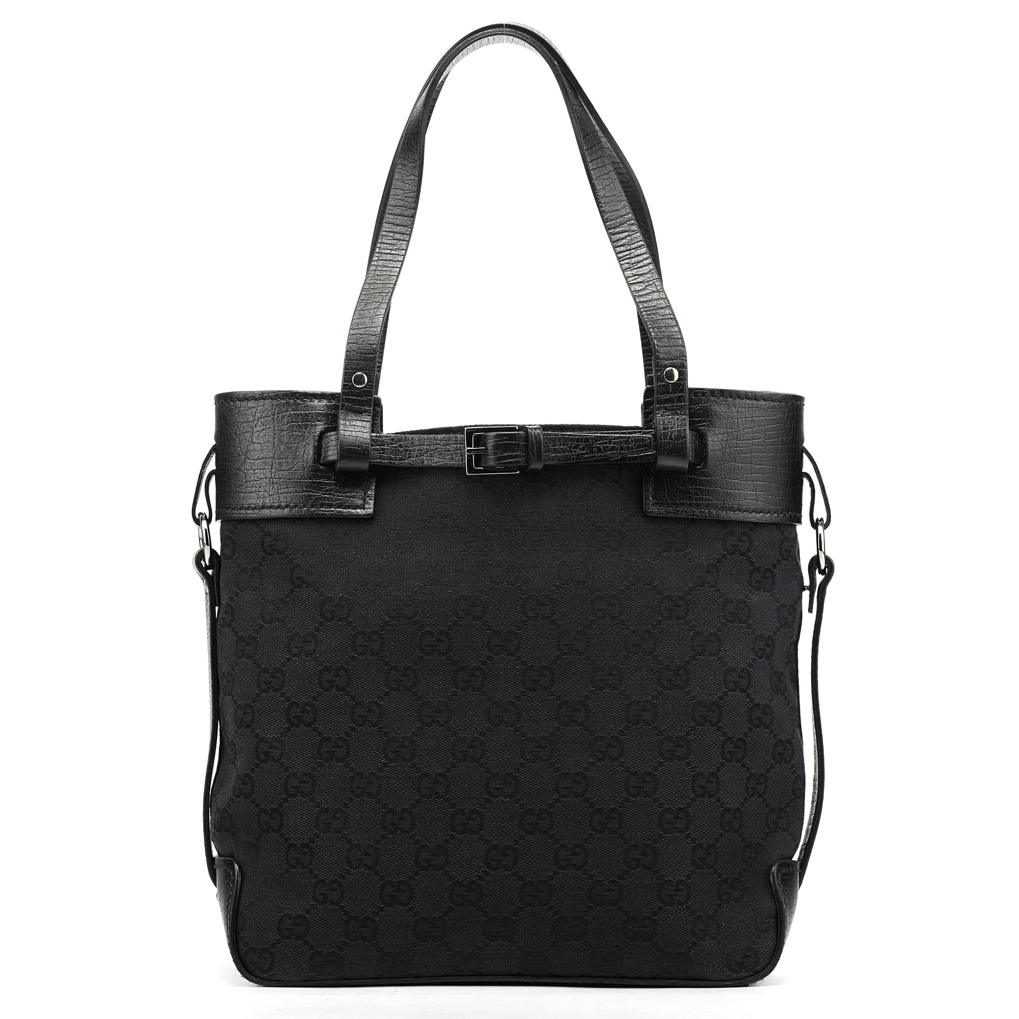 107757 Black GG Leather Tote Bag