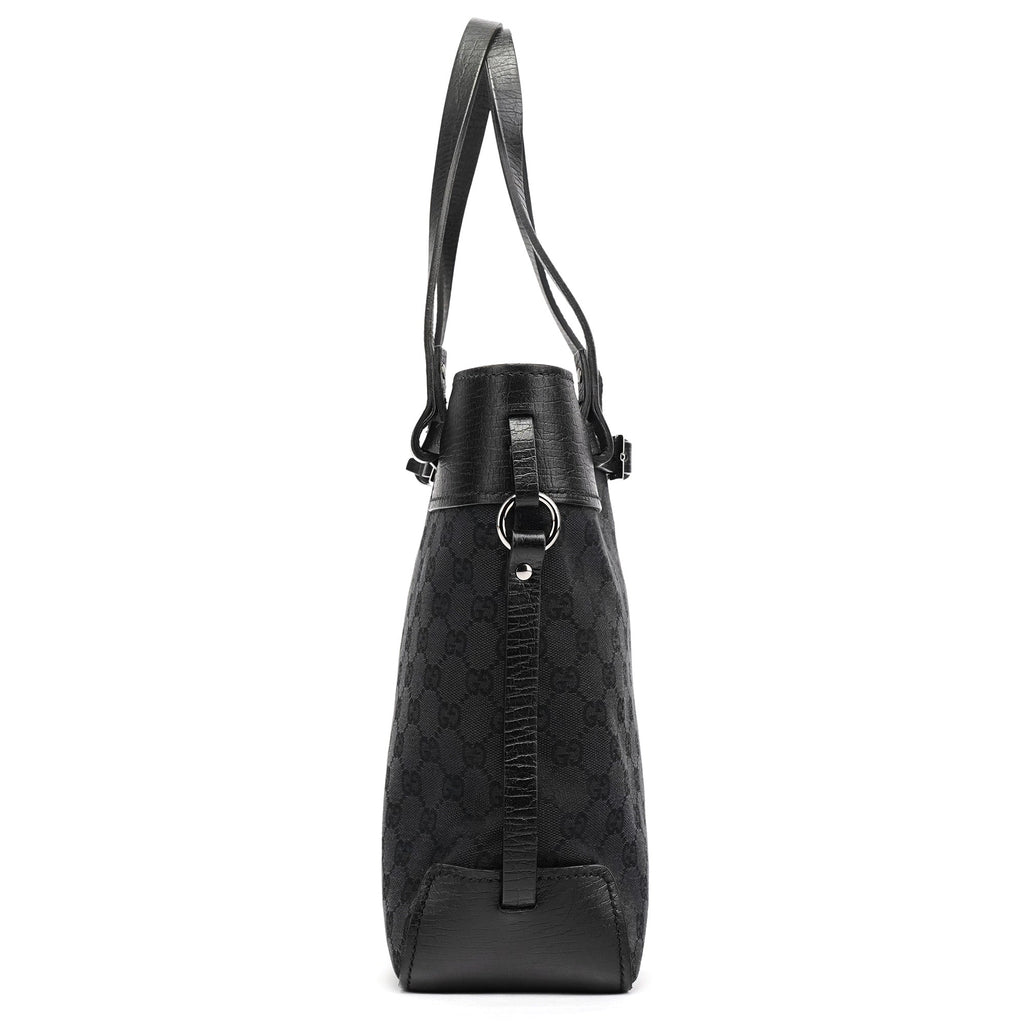 107757 Black GG Leather Tote Bag