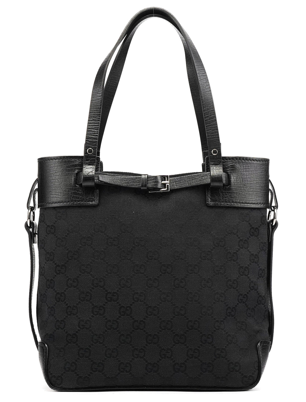 107757 Black GG Leather Tote Bag