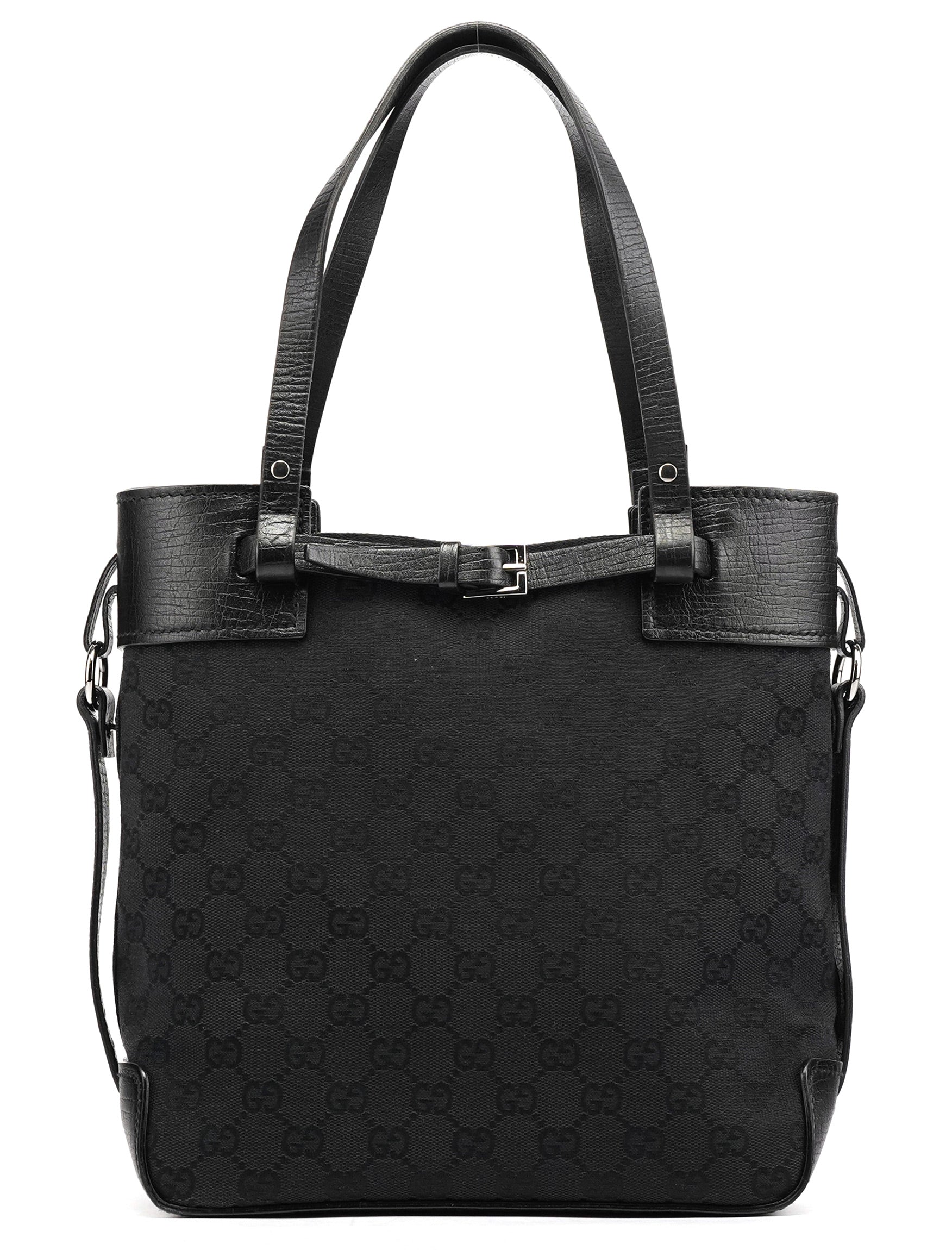 107757 Black GG Leather Tote Bag