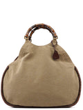 109129 Khaki Canvas Bamboo Bag