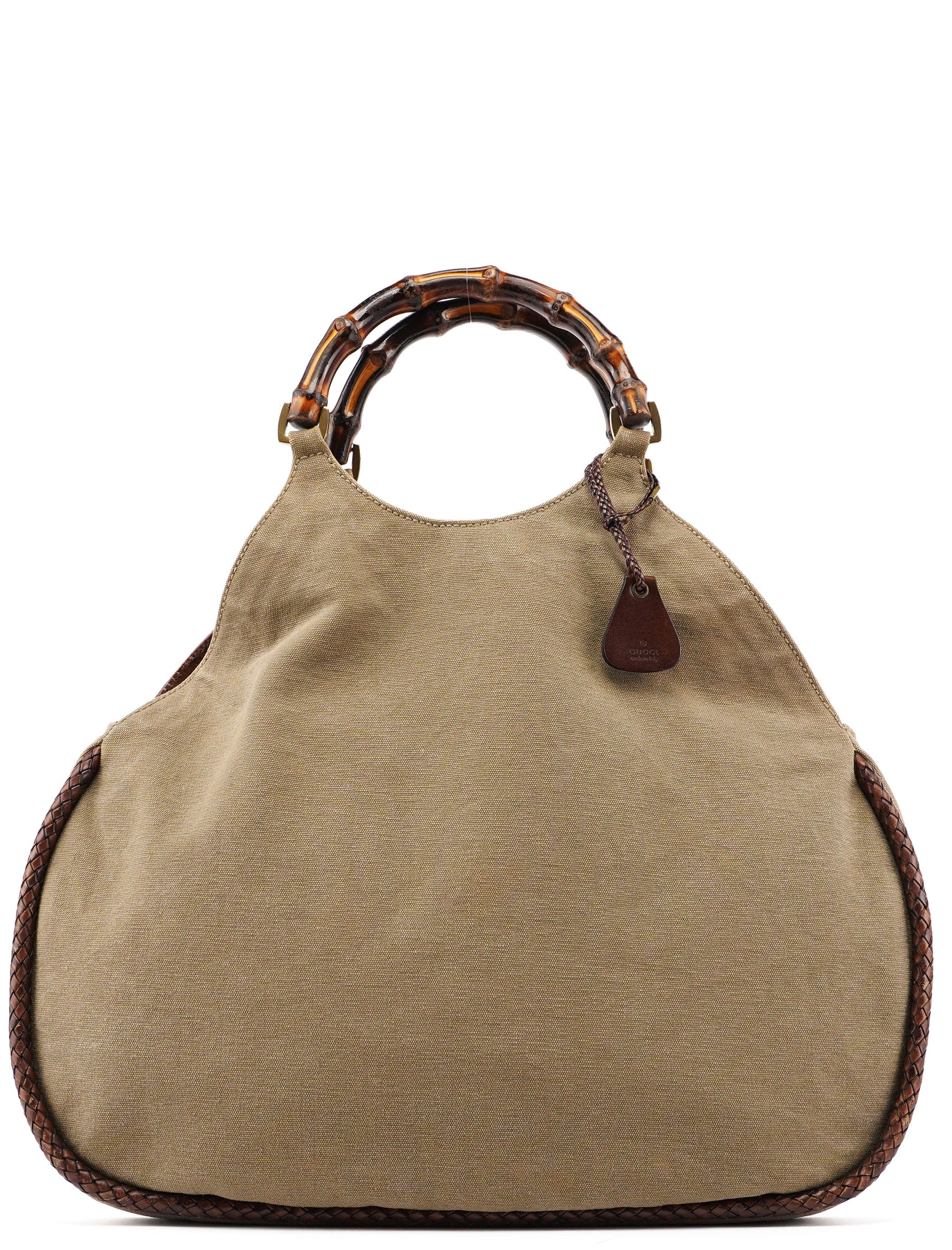 109129 Khaki Canvas Bamboo Bag