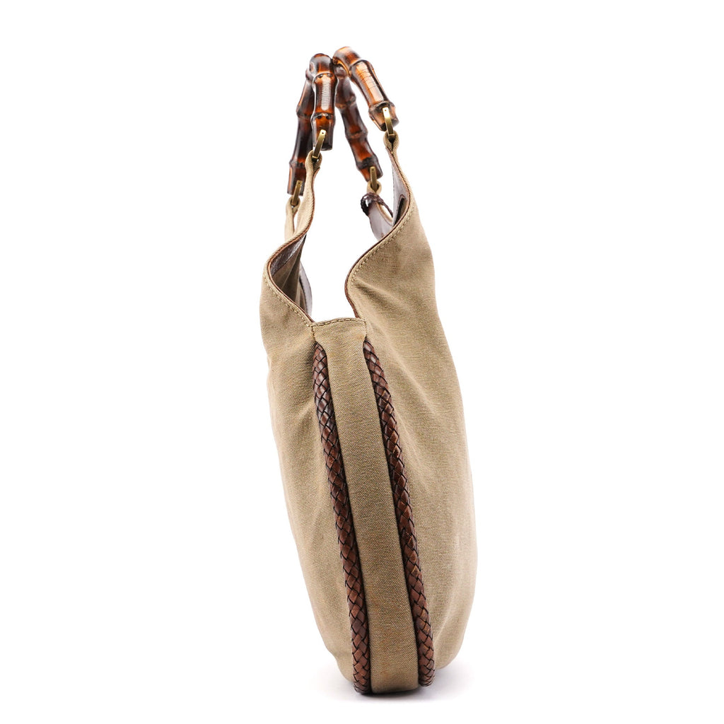 109129 Khaki Canvas Bamboo Bag