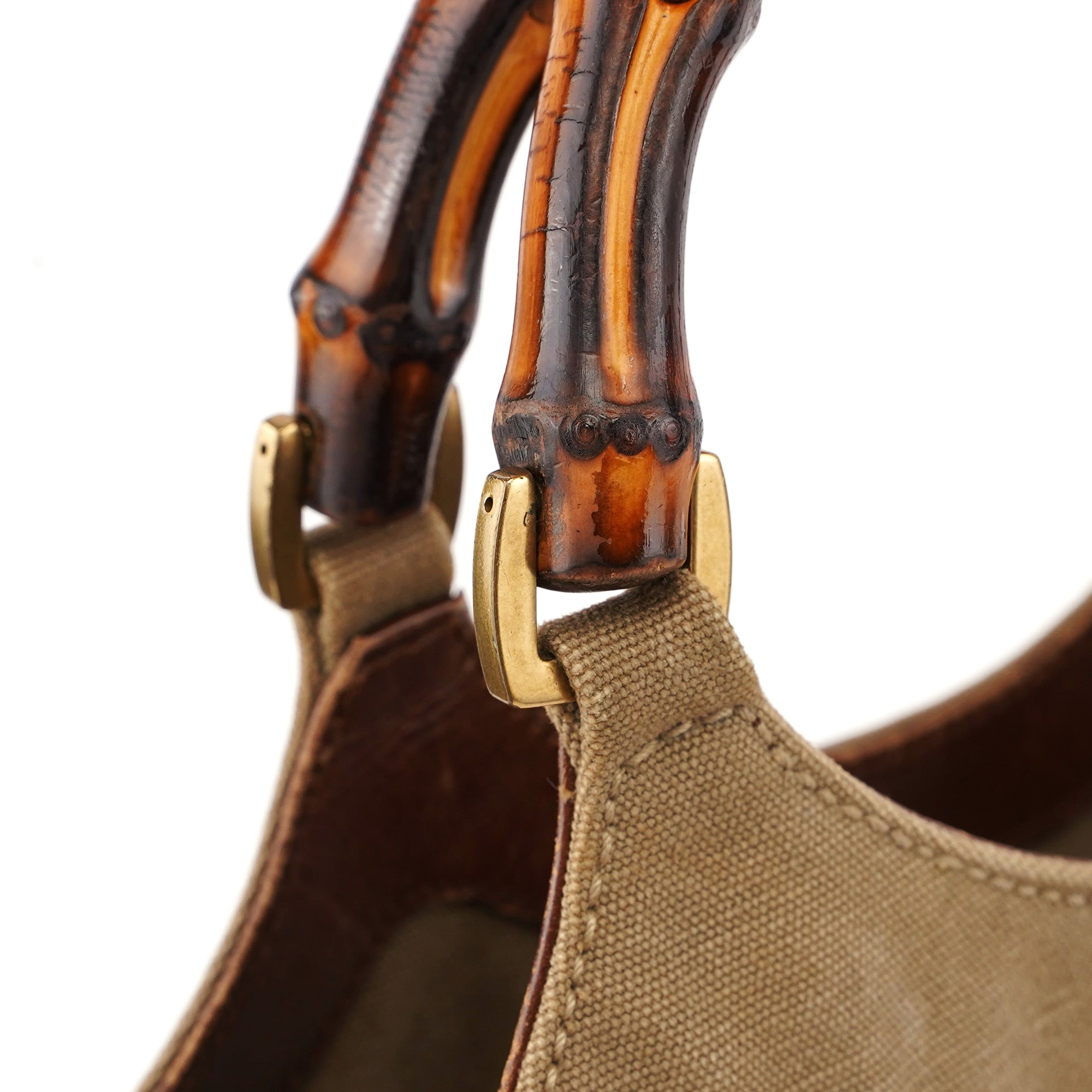 109129 Khaki Canvas Bamboo Bag