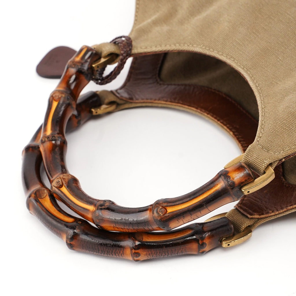 109129 Khaki Canvas Bamboo Bag