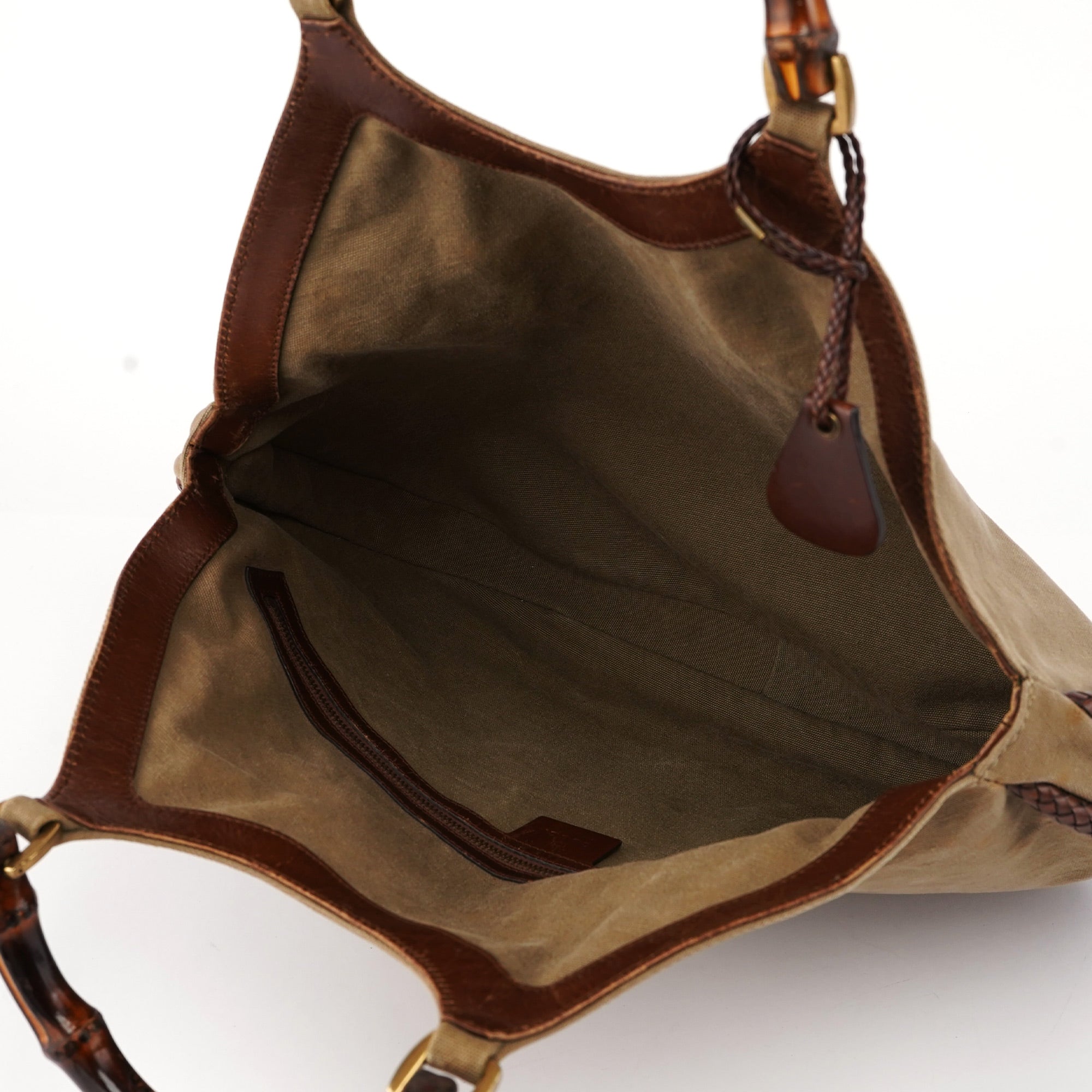 109129 Khaki Canvas Bamboo Bag