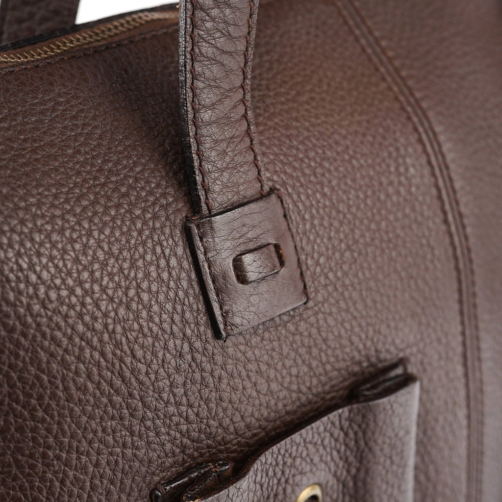 109132 Brown Leather Pocket Tote Bag