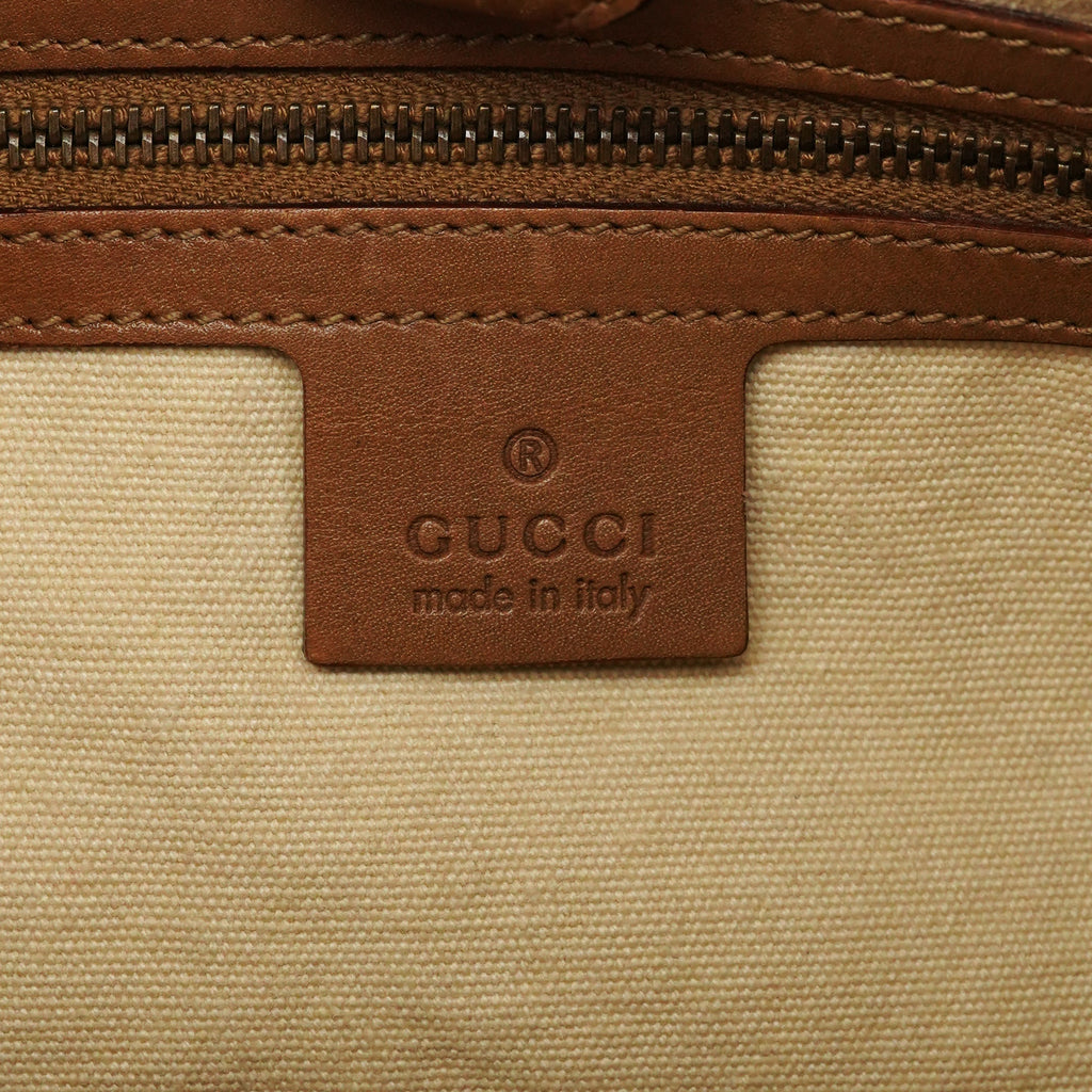 109136 Beige Canvas Bamboo Top Handle Bag