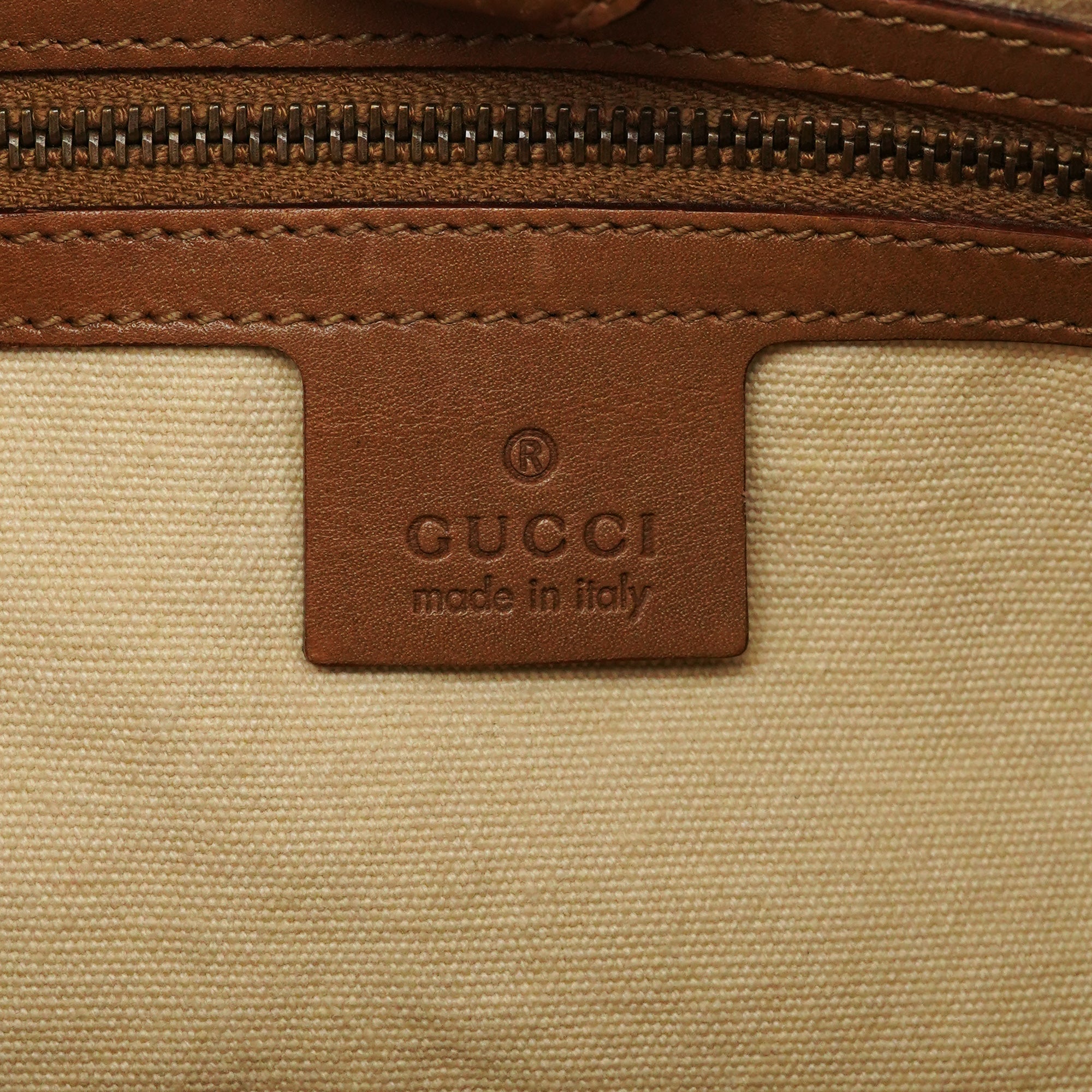 109136 Beige Canvas Bamboo Top Handle Bag