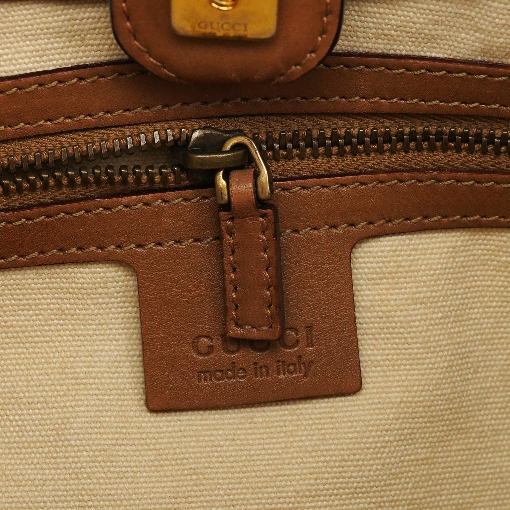 109136 Beige Canvas Bamboo Top Handle Bag