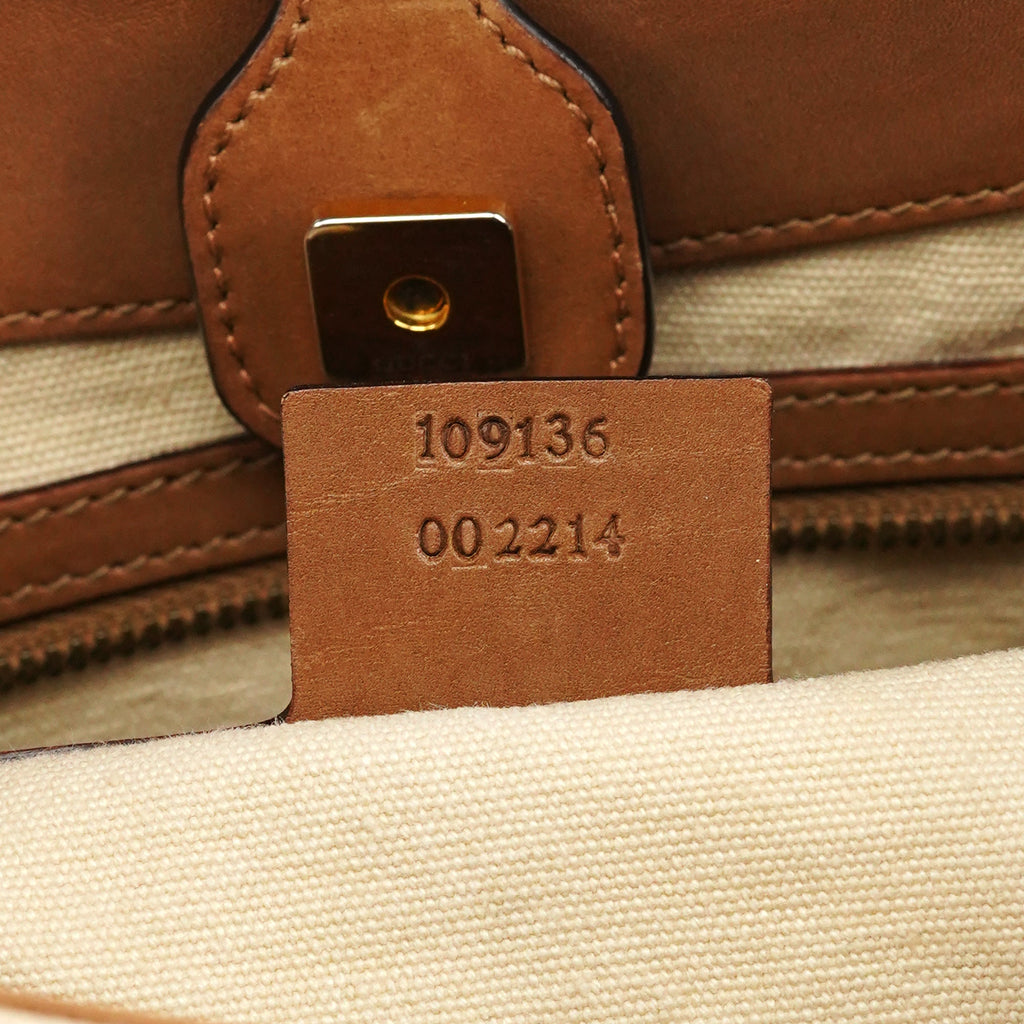 109136 Beige Canvas Bamboo Top Handle Bag