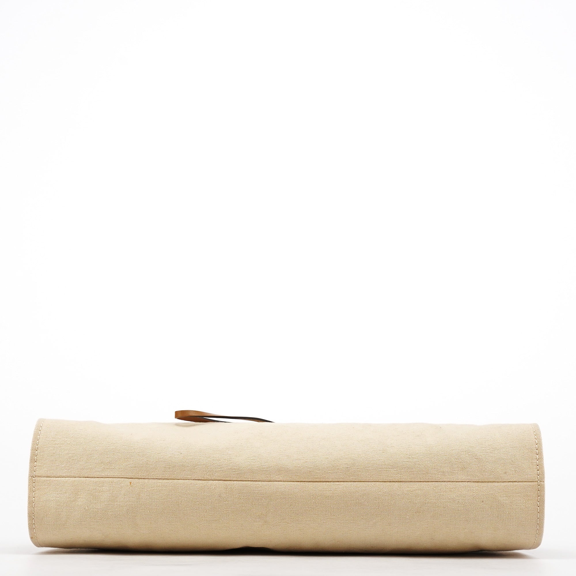 109136 Beige Canvas Bamboo Top Handle Bag