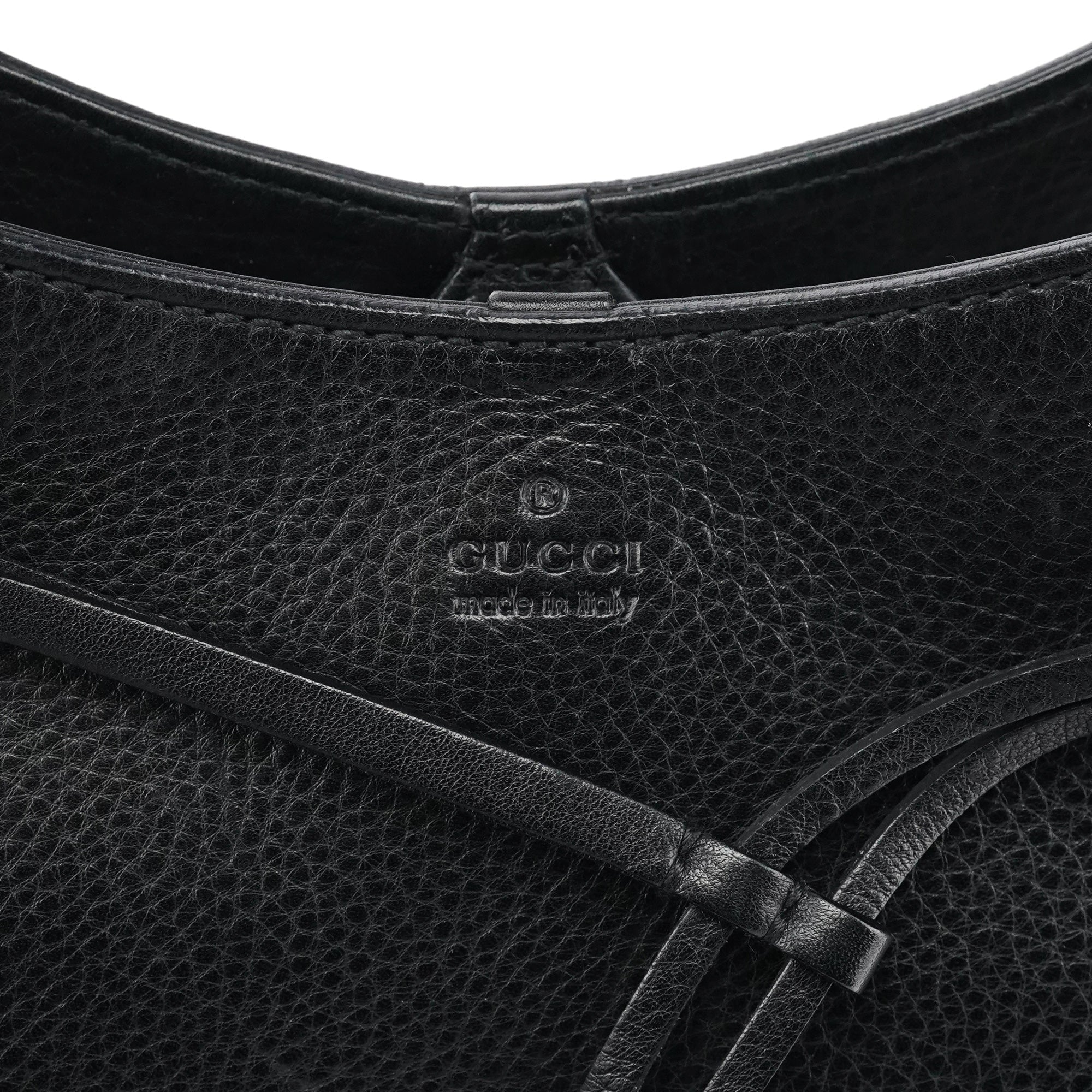 109136 Black Leather Bamboo Top Handle Bag