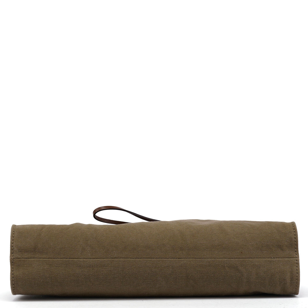109136 Khaki Canvas Bamboo Top Handle Bag