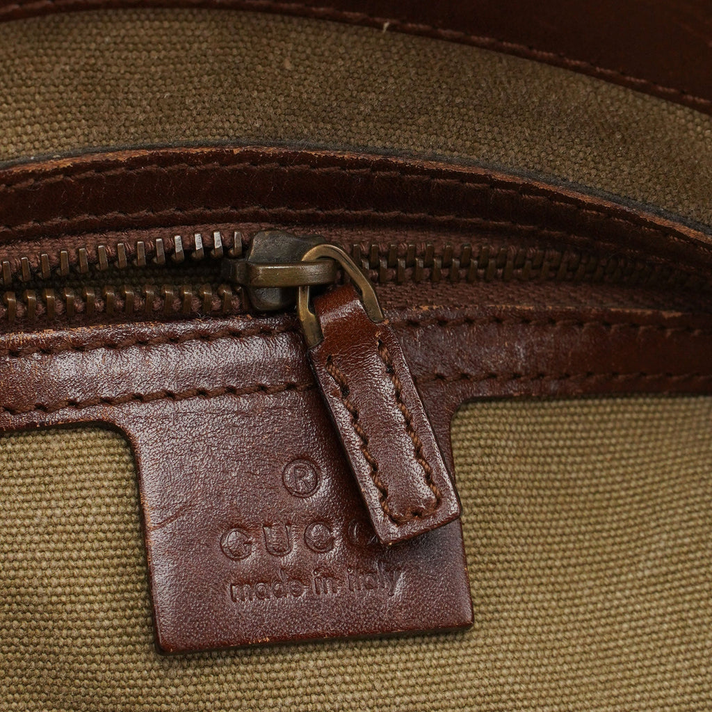 109138 Beige Canvas Bamboo Dual Handle Bag