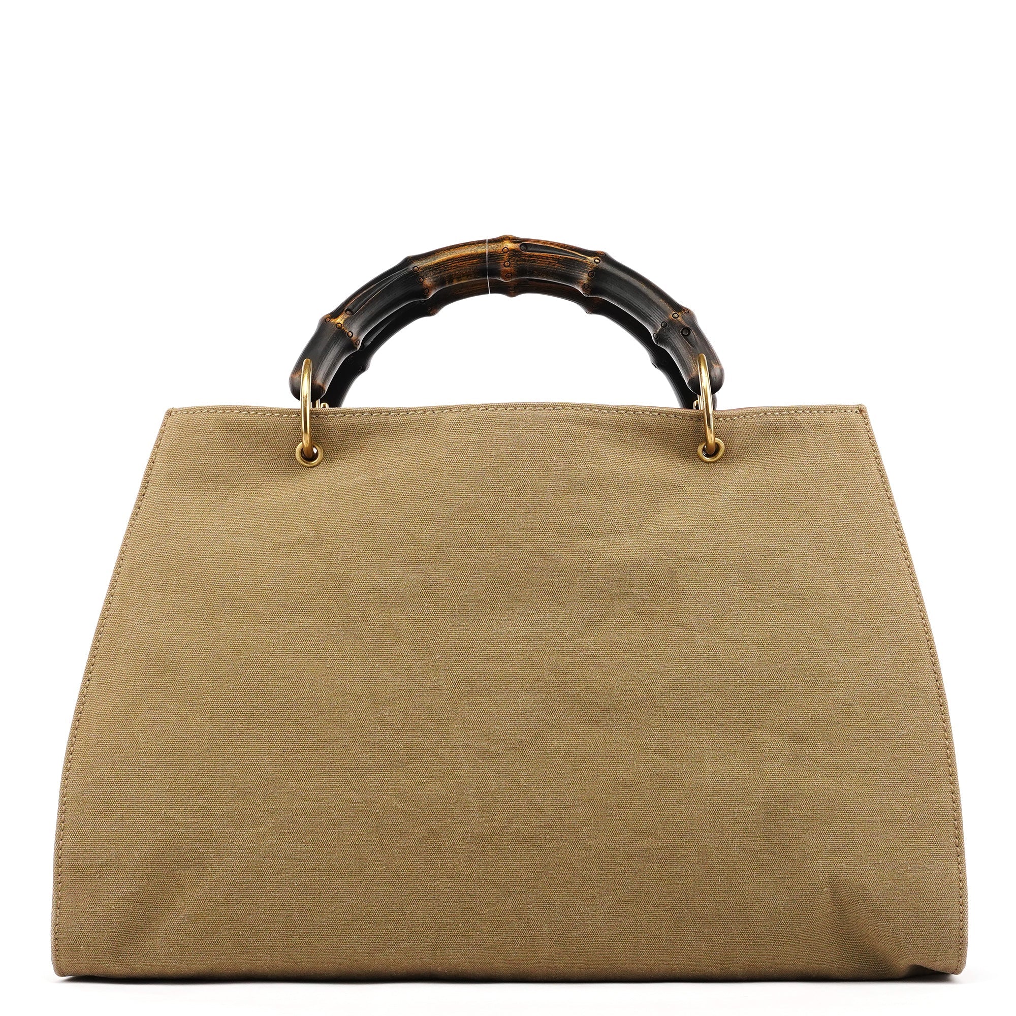 109138 Beige Canvas Bamboo Tote Bag